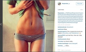 #Fitspiration screen shot of a very skinny girl