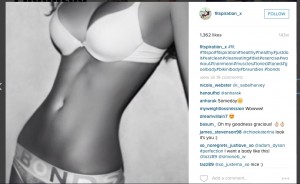 Screen shot taken from a fitspiration page on instagram showing objectifying pictures of women